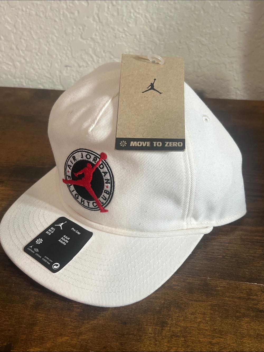 Jordan White Baseball Cap with Red Jumpman Patch